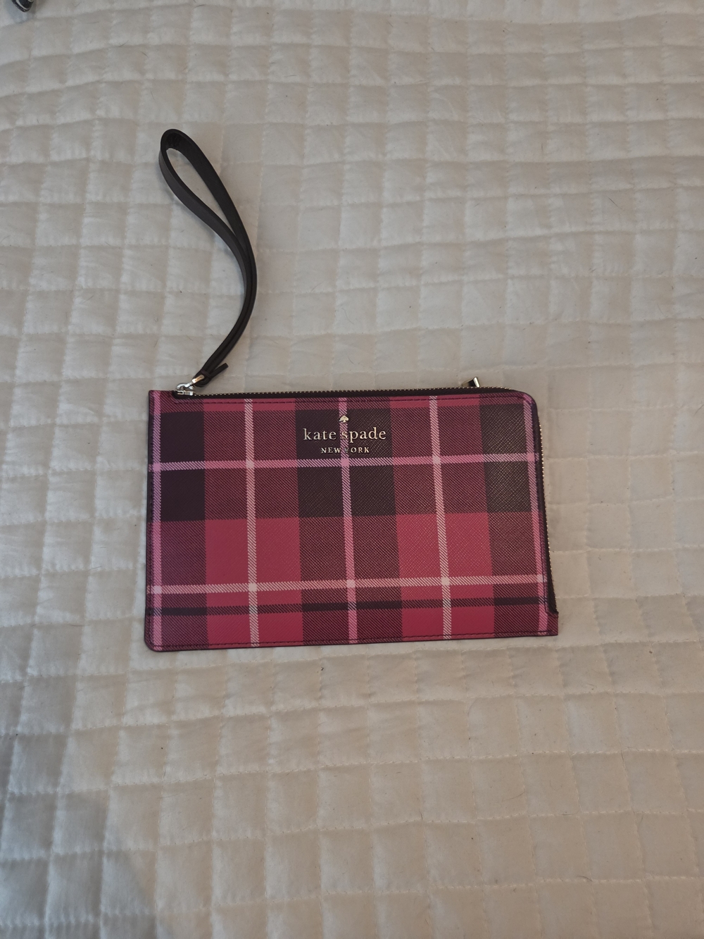 kate spade New York Plaid L Zip Wristlet